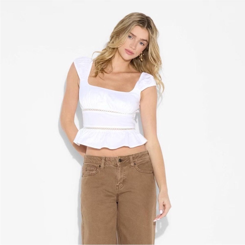 wild Fable XXL White Peplum Top- NWOT